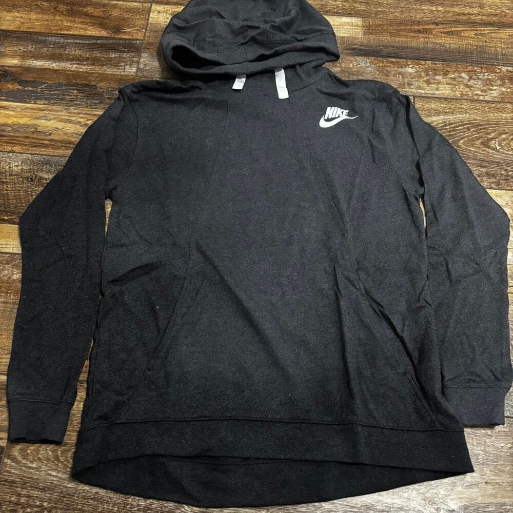 NIKE Small Basic Sports Everyday Lounge Women's Unisex Men's Black Grey Hoodie